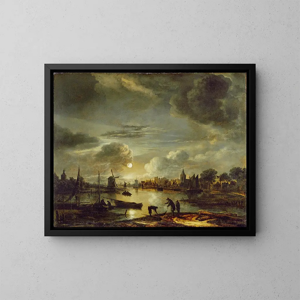 Aert van der Neer | Scène de canal au clair de lune — indrammet kunstværk på væggen