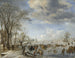 Vinter i Holland, skøjteløberscene - Aert van der Neer — visning af kunstværket