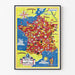 Plakat Kort over Frankrig Vintage