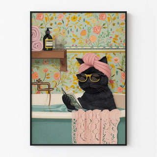 Affiche Chat Relax dans la Baignoire