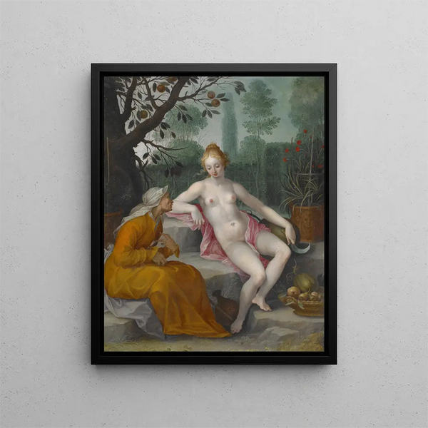 Vertumne og Pomone - Efter Abraham Bloemaert — indrammet kunstværk på væggen