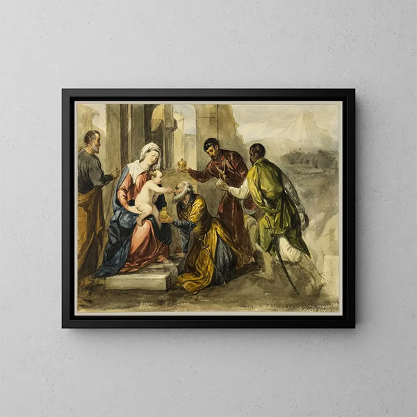 Adoration des Mages - Efter Bonifacio Veronese — indrammet kunstværk på væggen