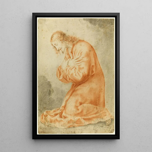 Christ på knæ - Efter Carlo Dolci — indrammet kunstværk på væggen