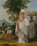 En kreol fra Caribbean ledsaget af sin sorte tjener - Agostino Brunias — visning af kunstværket
