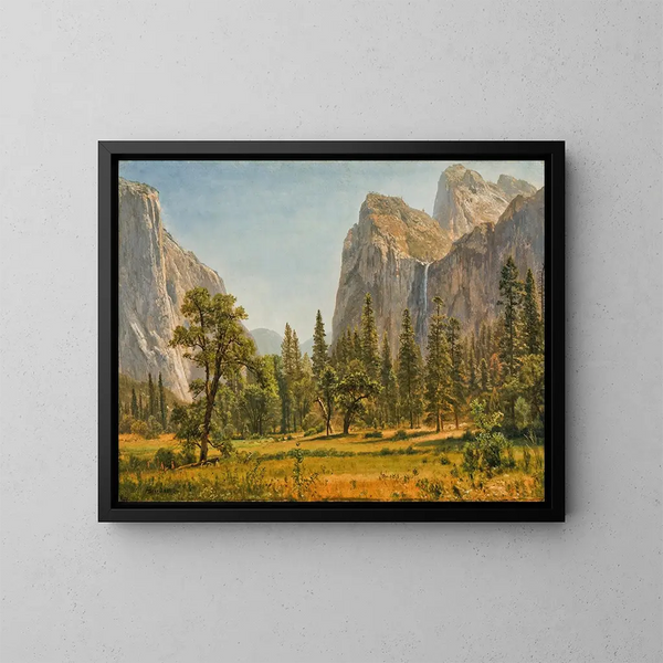 Chutes de Bridalveil, Yosemite-dalen, Californien - Albert Bierstadt — indrammet kunstværk på væggen