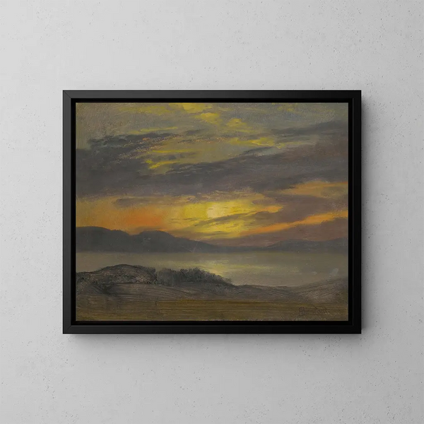 Solnedgang - Albert Bierstadt — indrammet kunstværk på væggen