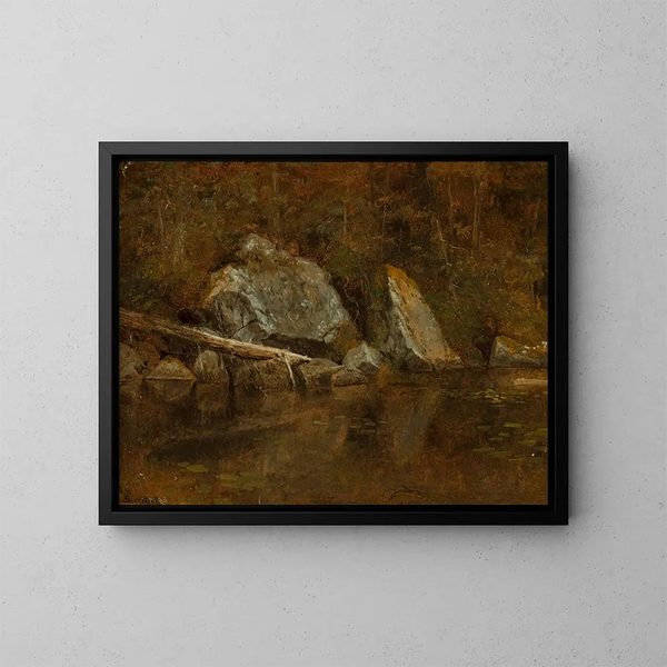 de hvide bjerge, Echo Lake - Albert Bierstadt — indrammet kunstværk på væggen