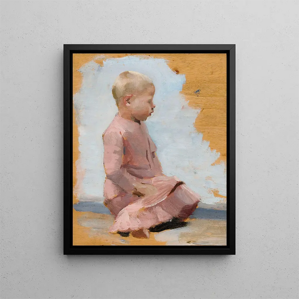 Albert Edelfelt - Child In A Red Dress Rehearsal For Saturday Night In Hamar.webp