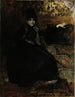 Dame i sort siddende Thérèse Noire - Albert Edelfelt — visning af kunstværket