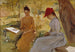 kunstneren Annie og Berta, der binder guirlander - Albert Edelfelt — visning af kunstværket