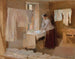 Studie af kvinde, der stryger for vaskepigerne - Albert Edelfelt — visning af kunstværket