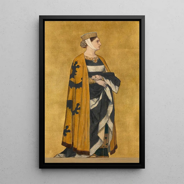 Reproduktion af maleriet af Marguerite af Flandern, datter af Baudouin af Konstantinopel - Albert Frans Lieven De Vriendt