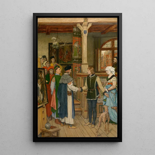 Reproduktion af maleriet Les Magistrats besøger Jan van Eycks værksted - Albert Frans Lieven De Vriendt