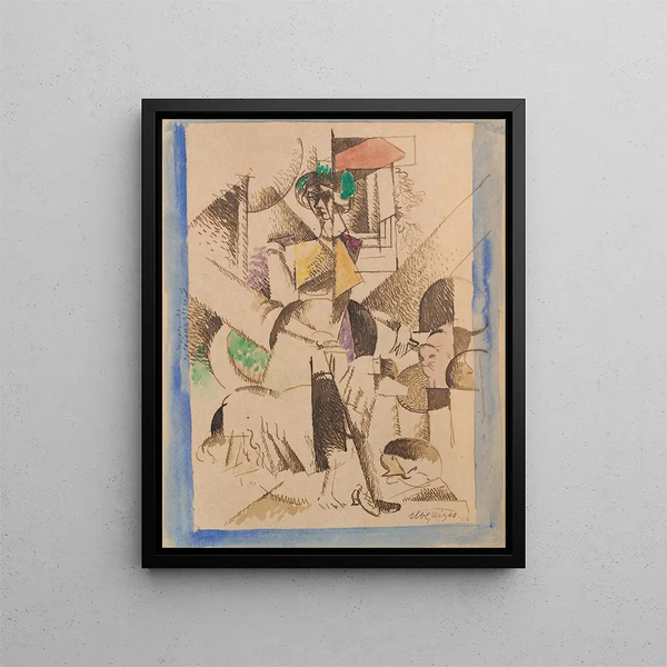 La Dame aux bêtes Portrait af Madame Raymond Duchamp-Villon - Albert Gleizes — indrammet kunstværk på væggen