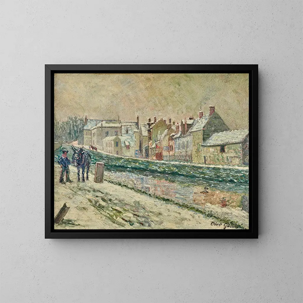 Le village de Moret-sur-Loing sous la neige - Albert Gleizes — indrammet kunstværk på væggen