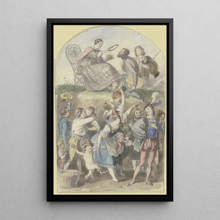 Albert Hendschel - Bekrnzung eines Knstlers unterhalb viel Volk.webp