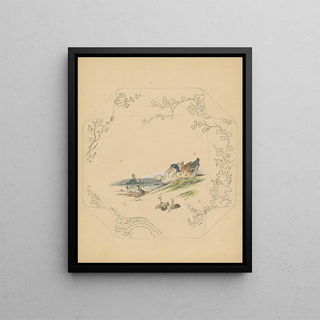 Albert Louis Dammouse - Ontwerp voor bord van het model Square met zes ganzen.webp