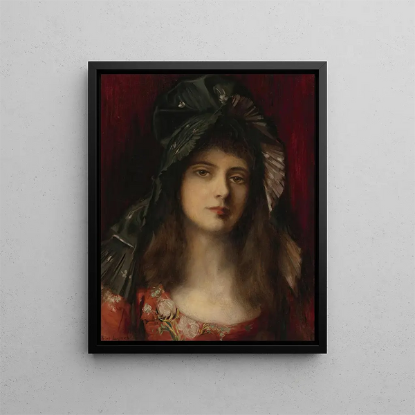 Le Bonnet vert - Albert Lynch — indrammet kunstværk på væggen