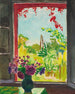 Bouquet på et bord foran vinduet i Méricourt - Albert Marquet — visning af kunstværket