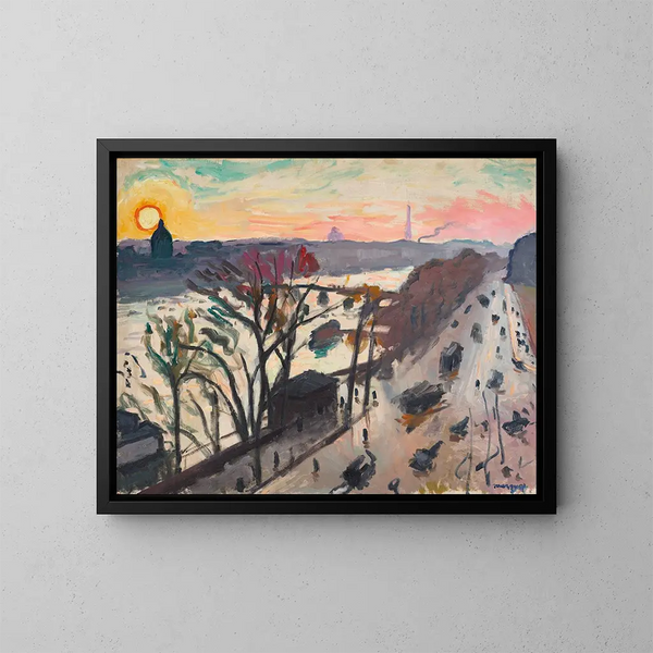 Paris, Quai du Louvre, Soleil d'hiver - Albert Marquet — indrammet kunstværk på væggen