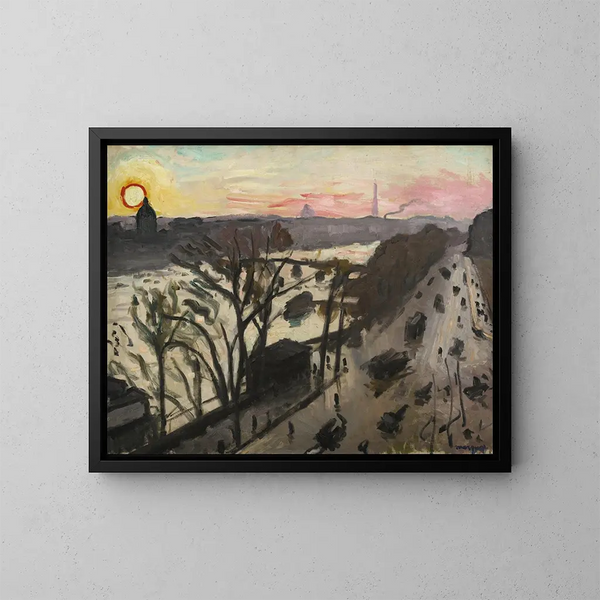 Paris, quai du Louvre, vinter solskin - Albert Marquet — indrammet kunstværk på væggen