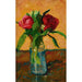 Reproduktion af maleriet Pivoter i en vase af glas og Paris Rue Monge - Albert Marquet