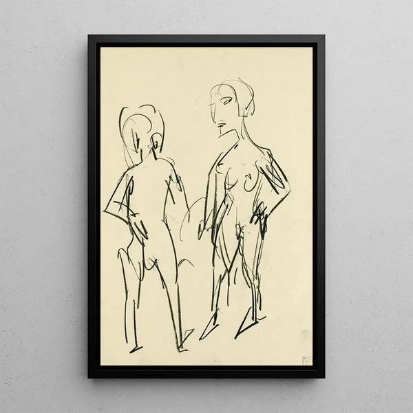 Reproduktion af maleriet Esquisse figurative to nøgne - Albert Müller