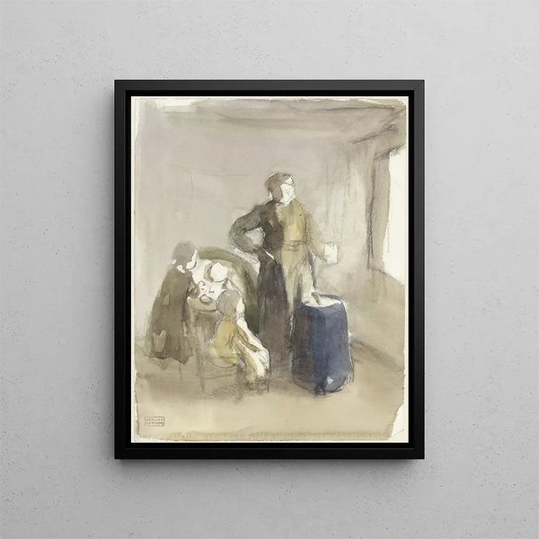 Albert Neuhuys - Interieur met vrouw en kinderen bij een karnton.webp