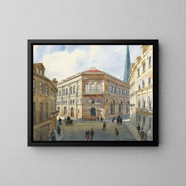 Vue de la Bourse de Riga - Albert Nikolaïevitch Benois — indrammet kunstværk på væggen