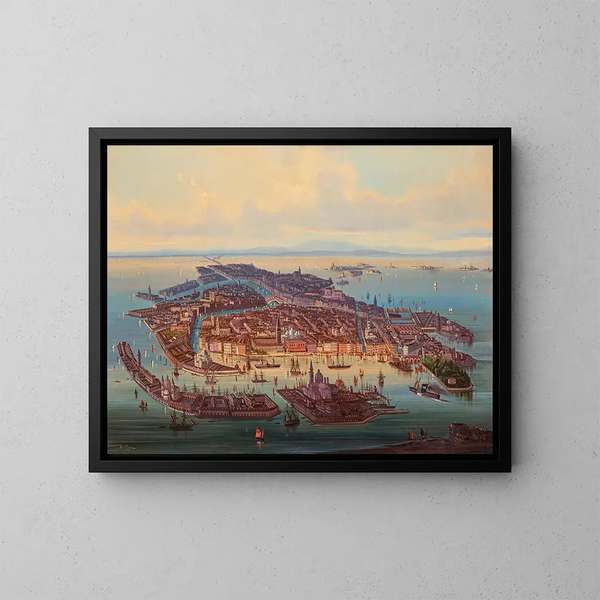 En panoramisk udsigt over Venedig - Albert Rieger — indrammet kunstværk på væggen