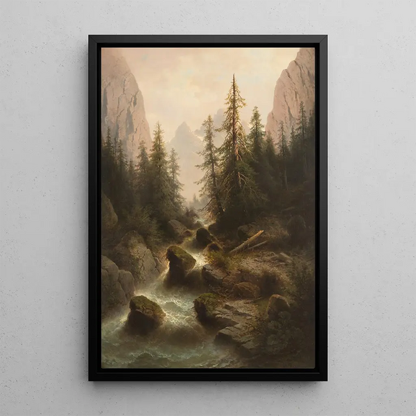 Reproduktion af maleriet Ruisseau de montagne - Albert Rieger
