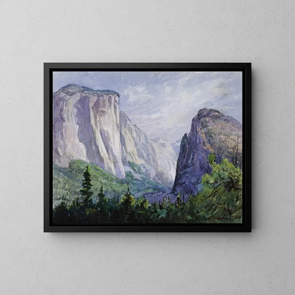 Yosemite fra den gamle Inspiration Road - Albert Thomas de Rome — indrammet kunstværk på væggen