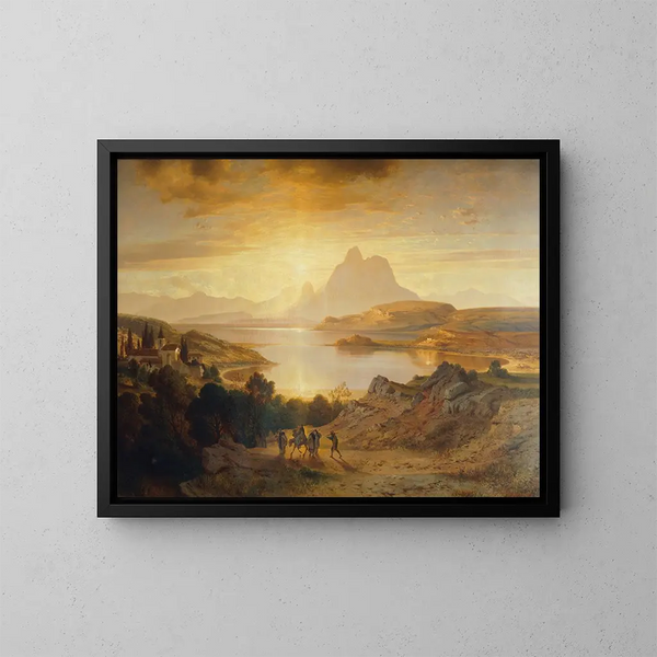 Lac de Lugano - Albert Zimmermann — indrammet kunstværk på væggen