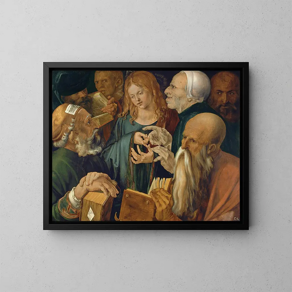 Jesus blandt lærerne - Albrecht Dürer — indrammet kunstværk på væggen
