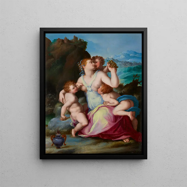 Charité - Alessandro Allori — indrammet kunstværk på væggen