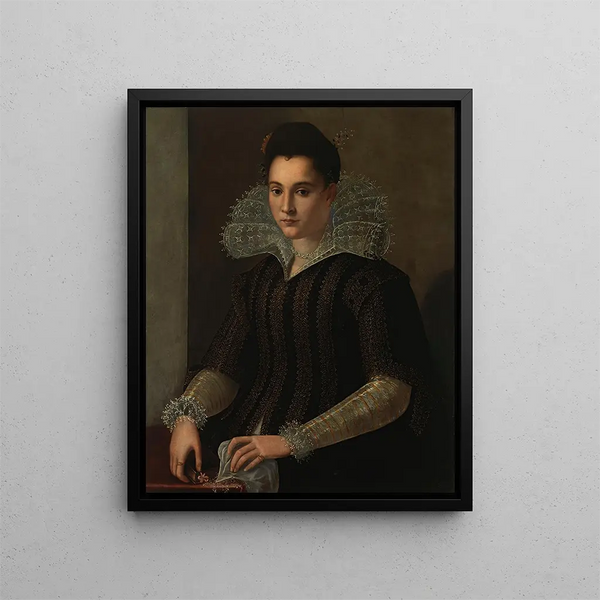 Portrait af en dame - Alessandro Allori — indrammet kunstværk på væggen