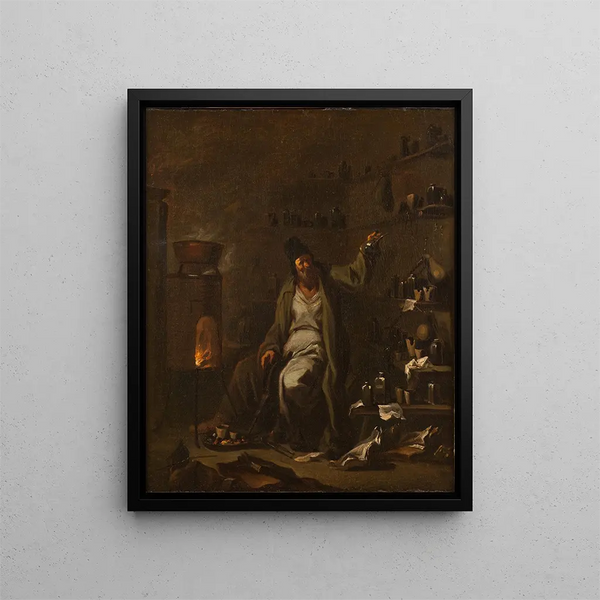L'Alchimiste - Alessandro Magnasco — indrammet kunstværk på væggen