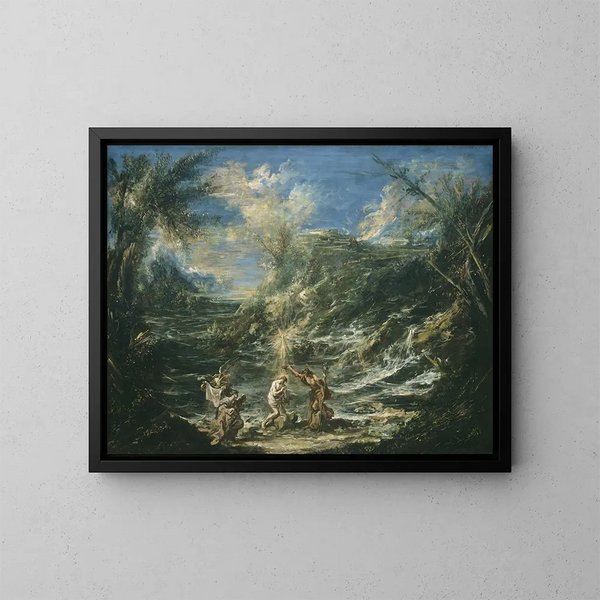 Le Baptême du Christ - Alessandro Magnasco — indrammet kunstværk på væggen