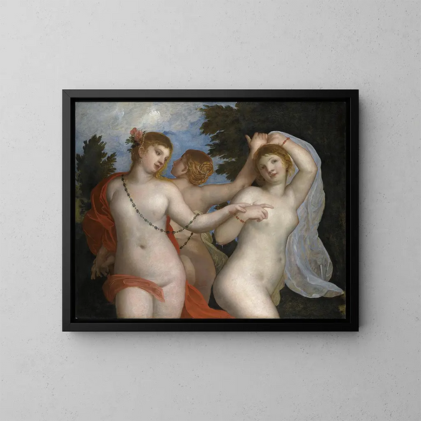 Les Trois Grâces - Alessandro Varotari — indrammet kunstværk på væggen