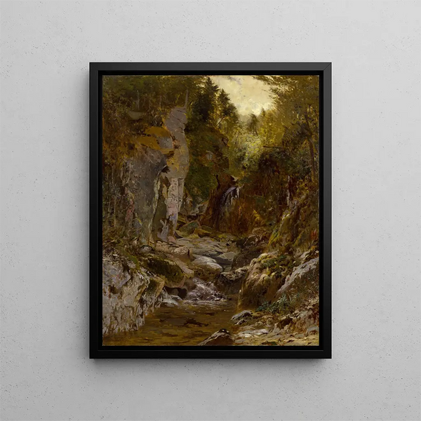 La rivière Opalescente Flume Adirondacks - Alexander Helwig Wyant — indrammet kunstværk på væggen