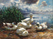 Ande på søen Chiemsee i en opkommende storm - Alexander Koester — visning af kunstværket