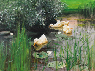Alexander Koester - Enten im Seerosenteich.webp