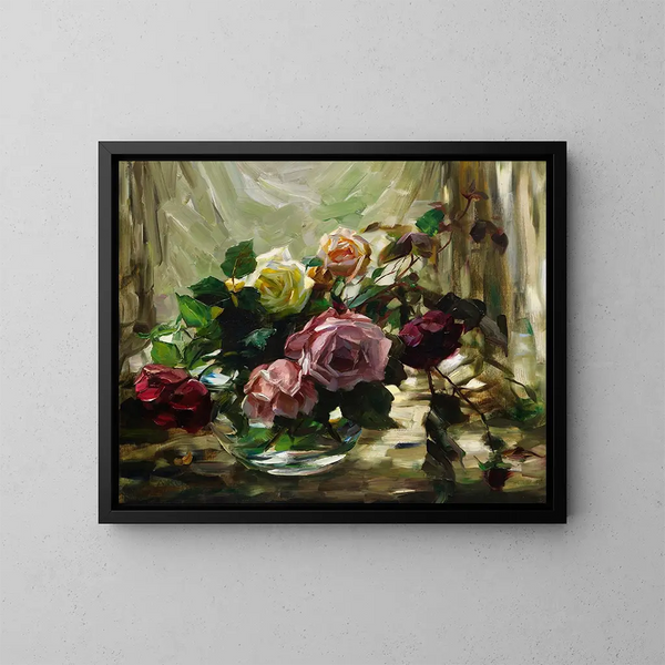 Roses sur un voile - Alexander Koester — indrammet kunstværk på væggen
