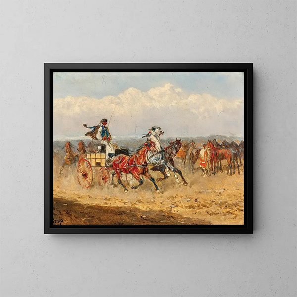 Marché aux chevaux hongrois - Alexander von Bensa — indrammet kunstværk på væggen