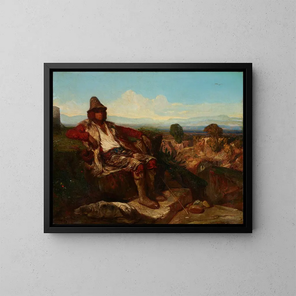 Bergère des Abruzzes - Alexandre-Gabriel Decamps — indrammet kunstværk på væggen