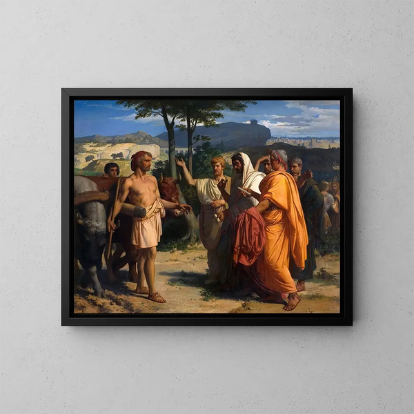 Cincinnatus modtager Romernes ambassadører - Alexandre Cabanel — indrammet kunstværk på væggen