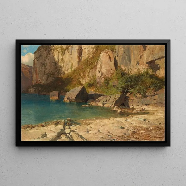 nær Flüelen ved Vierwaldstättersee - Alexandre Calame — indrammet kunstværk på væggen