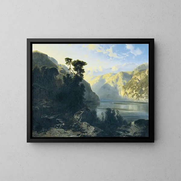 Lac Uri med Urirotstock - Alexandre Calame — indrammet kunstværk på væggen