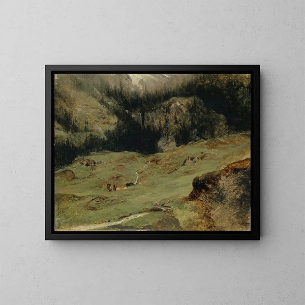 Alpe de Rosenlaui - Alexandre Calame — indrammet kunstværk på væggen