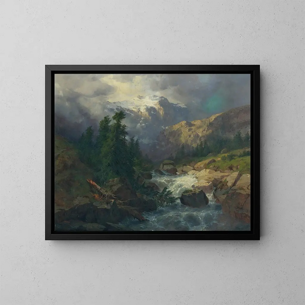Souvenir de Handeck, temps orageux - Alexandre Calame — indrammet kunstværk på væggen